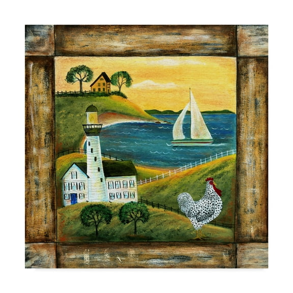 Trademark Fine Art 'Peace On Earth Country Chicken Rooster Square' Canvas Art by Cheryl Bartley