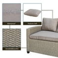 thumbnail image 2 of Sectional Patio Conversation Dining Set, SEGMART Newest 3 Pieces Modular Wicker Furniture Set with Removable Cushions & Dining Square Wood Top Table for Porch, Backyard, 705lbs, Brown, S7026, 2 of 7