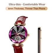 Watch for Women Round Quartz Waterproof Wristwatches Luxury Jewelry Design Watches Leather Band Ladies Watch Gift for Women