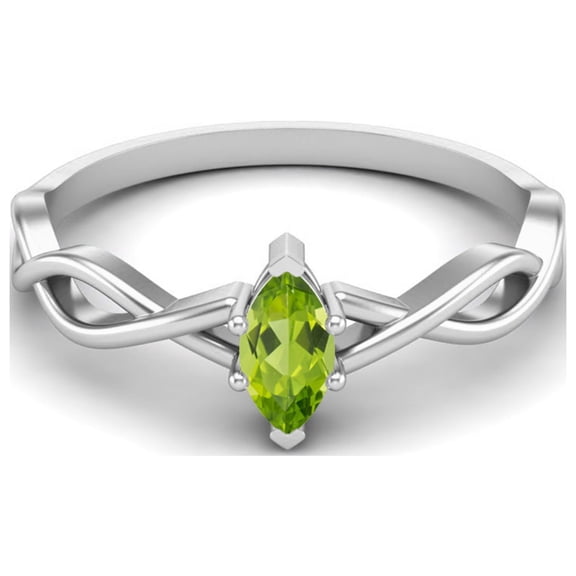 1.00 Ctw Marquise Peridot Solitaire Split Shank 925 Sterling Silver Valentines Day Gifts Ring