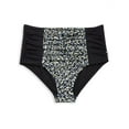 thumbnail image 2 of Calvin Klein BLACK MULTI Pleated High-Waist Bikini Swim Bottom, US Small, 2 of 3