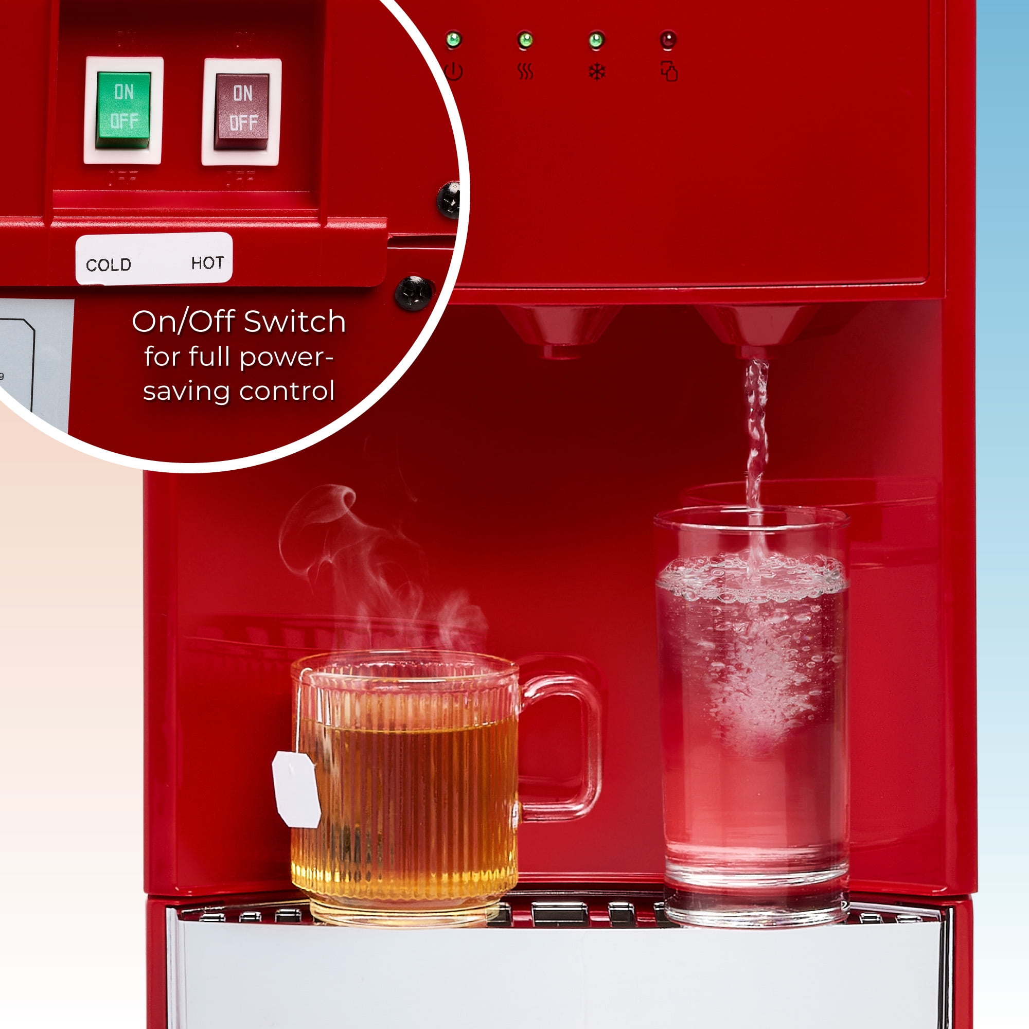 Igloo Retro Water Cooler, Bottom-Load Water Dispenser for 3-5 gal Bottles with Child Safety Lock, Retro Red