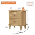 thumbnail image 2 of WAMPAT Farmhouse End Table with Charging Station, Rustic 2-Drawer Nightstand, Oak, 2 of 5
