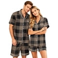 thumbnail image 2 of Dwelliawo Couple Pajamas Matching Sets Mens Pajama Sets With Pockets Button Down Loungewear for Men Black L, 2 of 5