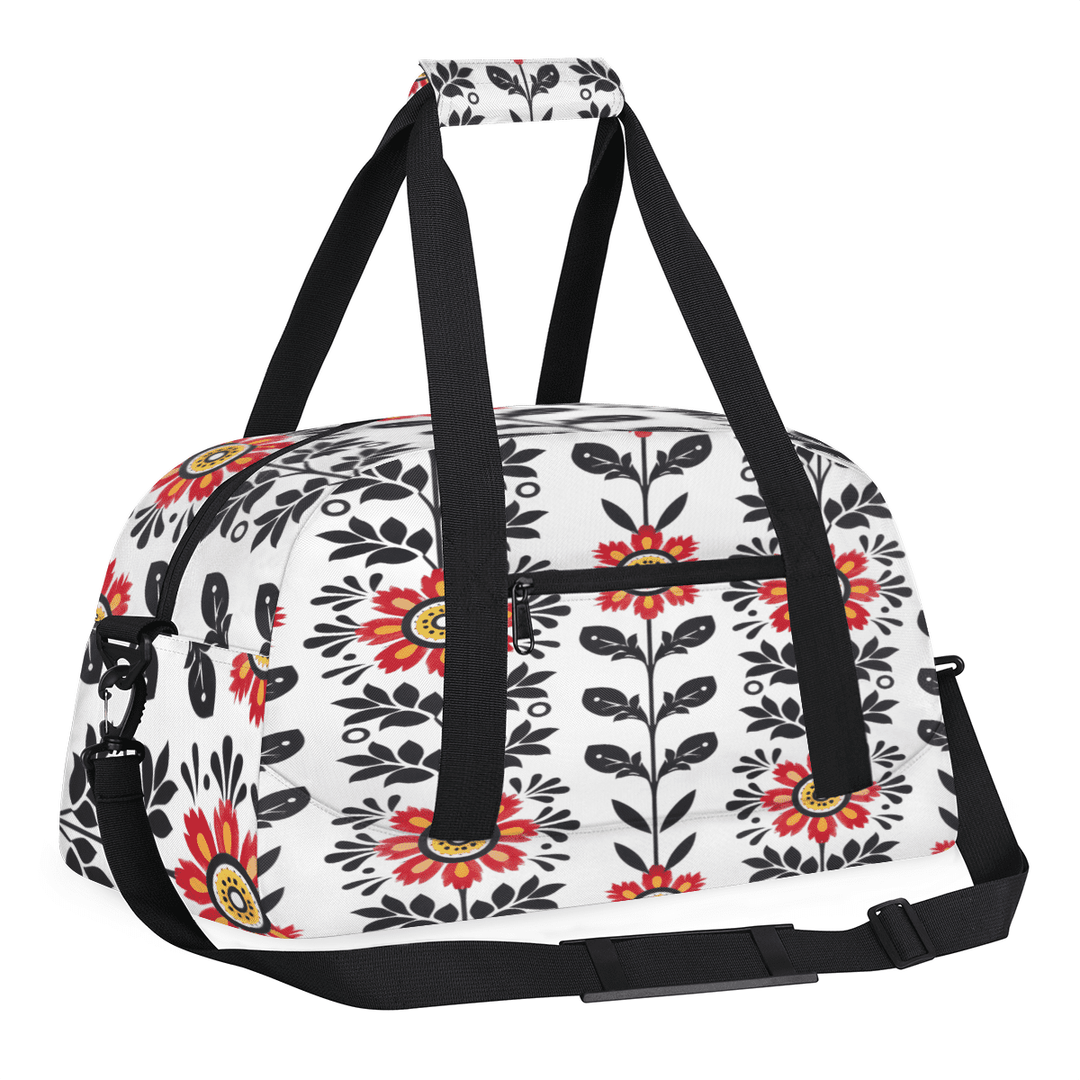 Herdesigns Flower Sports Duffle Bag for Women & Men, Vintage Retro Floral Plant Gym Bag Dance Bag Overnight Bag Carry On Weekender Travel Bag