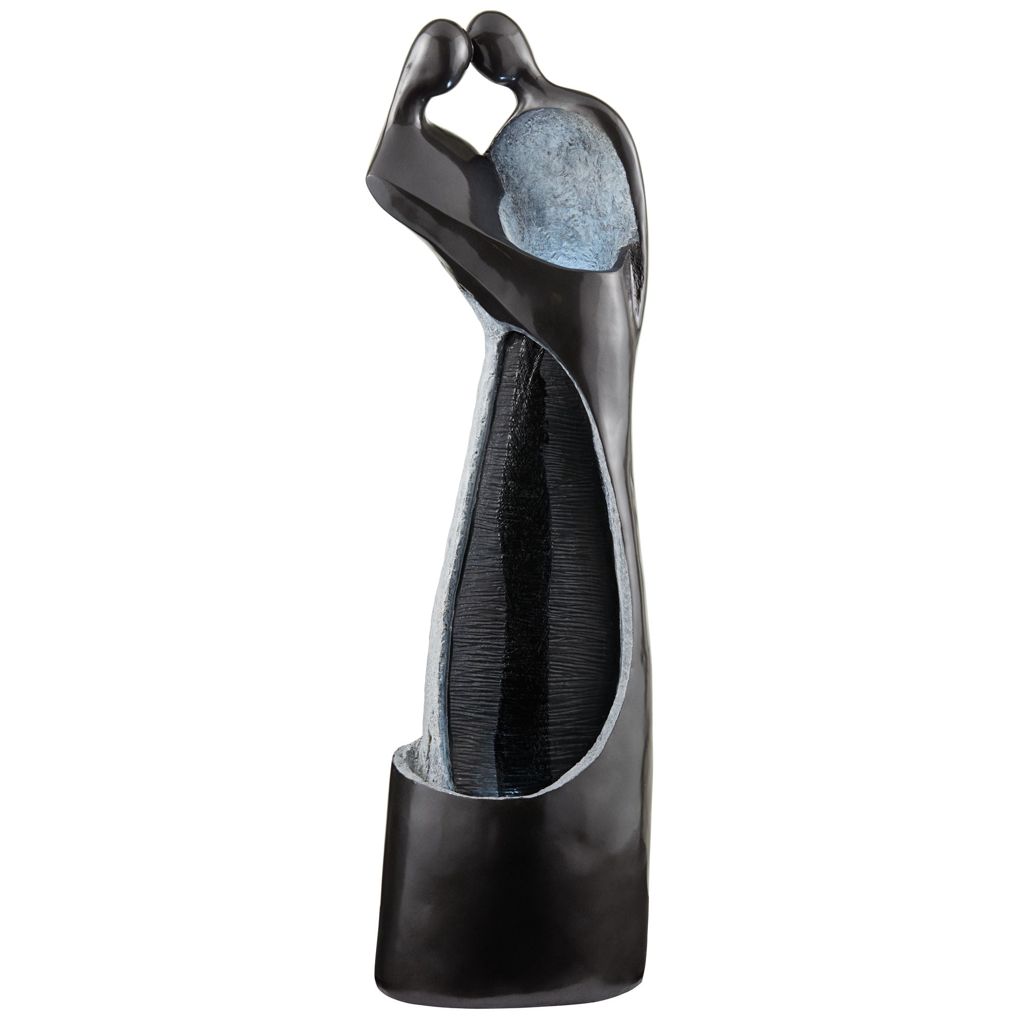Modern Couple 47" High Large Indoor Outdoor Decor Black Resin Floor Fountain with Light LED Outside Garden Patio