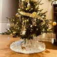 thumbnail image 3 of Christmas Tree Skirt,Faux Fur Christmas Tree Skirt, Xmas Plush Tree Skirt with Golden Snowflakes Xmas Tree Xmas Party Decor, 3 of 8
