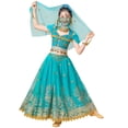 thumbnail image 2 of Disfraz de princesa Jasmine de ELLYDOOR para niñas, color azul Aladino, 150 cm, 2 of 7