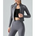 thumbnail image 4 of Chaqueta de entrenamiento con media cremallera y tops de yoga de forro polar cálido para mujer, 4 of 4