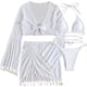 thumbnail image 2 of Traje de baño para mujer, traje de baño de cuatro piezas, bikini liso con vendaje, push-up, acolchado, traje de baño, conjunto de ropa de playa, trajes de baño para mujer, 2 of 6