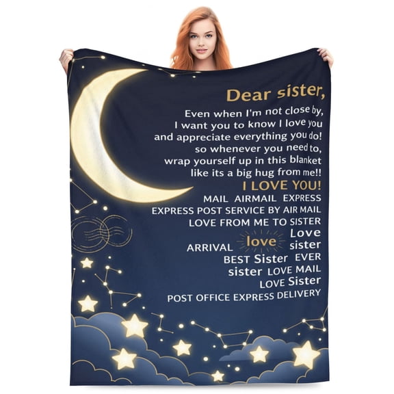 Sister Blanket, Special Letter Gift for Sister,Birthday Christmas Valentine Present, Cozy Blanket for Bed Couch 50x40