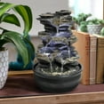 thumbnail image 3 of 15.7” High Rock Falls Tabletop Water Fountain with LED Lights - Indoor 5-Tier Cascading Fountain for Home and Office Decor (Gray_3, 15.7" high), 3 of 7