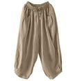 thumbnail image 2 of BVOFAR Womens Cotton Linen Pants Casual Summer Palazzo Pants Baggy Wide Leg Drawstring Elastic Waist Trousers with Pockets 2025, 2 of 4