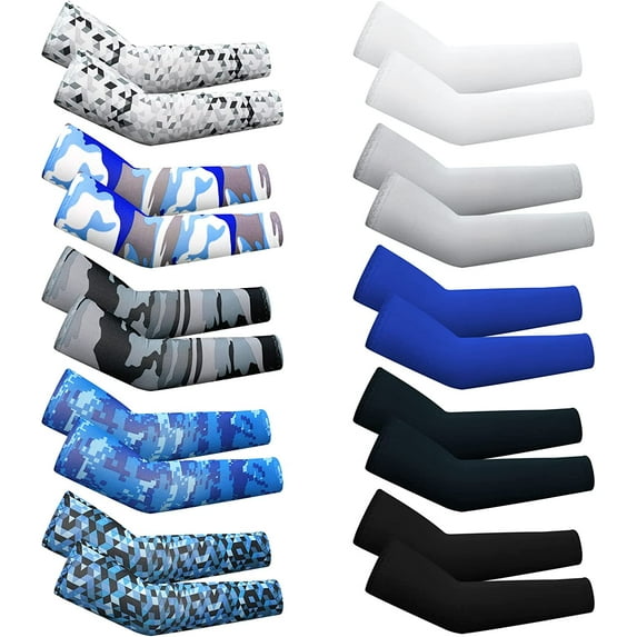 Fymlhomi 10 Pairs Arm Sleeves for Kids Arm Compression Sleeves Baseball Sleeve UV Sun Protection Cooling Sleeves