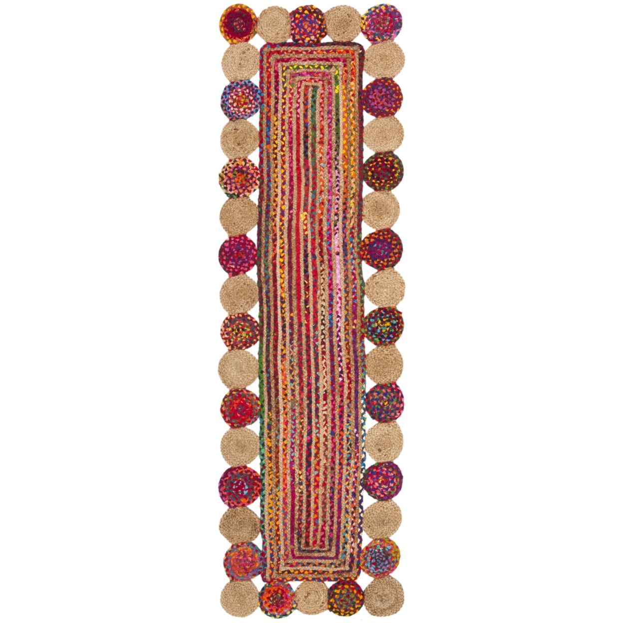 SAFAVIEH Cape Cod Kyle Braided Area Rug, 10' x 10' Round, Red/Multi