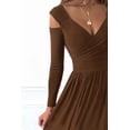 thumbnail image 5 of Women's Slit Surplice Long Sleeve Maxi Dress with Sheer Overlay and Stretch Body 95% polyester 5% spandex flowy, 5 of 6