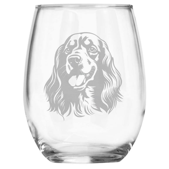 Cocker Spaniel Breed Themed Engraved Stemless Wine Glass, Unique Pet Gift for Cocker Mom/Dad, Dog Lover Gifts for Her/Him