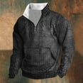 thumbnail image 4 of YLSDY Men's Vintage Knit Print Zip-Up Sweatshirt,Quarter Zip Retro Stand Collar Sweatshirt Solid Long Sleeve Warm Top Dark Gray M, 4 of 5