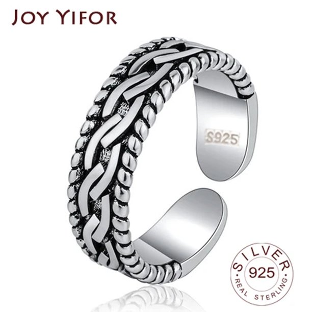 Anillo de Color plateado genuino para hombres y mujeres, anillos de pareja, banda de boda, anillo de dedo femenino, joyería al por mayor