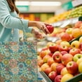 thumbnail image 3 of Bohemian Geometric Plaid Reusable Grocery Tote - Spacious Washable Bag with Durable Design, 3 of 5
