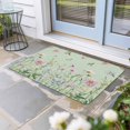 thumbnail image 2 of Flower Green Doormat Outdoor Entrance 16"x24", Blue Pink Daisy Wildflower Floral Botanical Absorb Moisture Dirt Door Mats, Non-Slip Rubber Backing Floor Mats Indoor, Low-Profile Front Door Rugs, 2 of 9