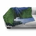 thumbnail image 3 of Northwoods Soft Flannel Fleece Throw Blanket, Evening in the Mountains Oak Forest with River Wilderness, Cozy Plush for Indoor and Outdoor Use, 50" x 60", Fern Green Dark Teal, by Ambesonne, 3 of 6