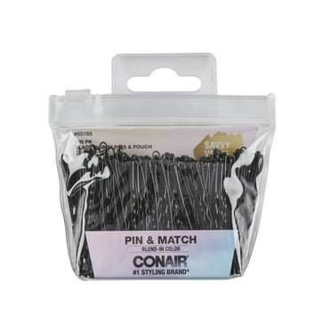Conair Bobby Pins with Reusable Pouch, Black, 200 Count