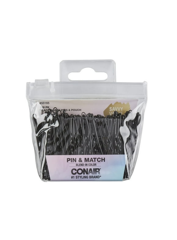 Conair Bobby Pins with Pouch, Black, 200 Ct