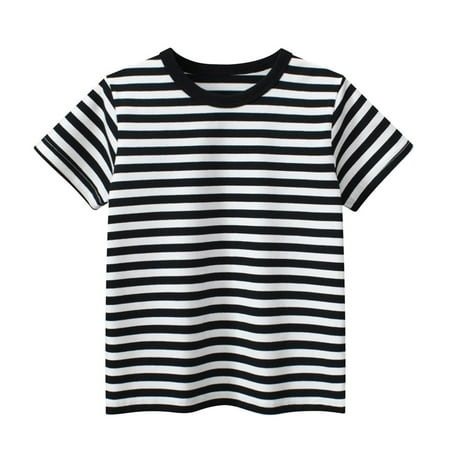 BLTIBY Girls Boys Summer Short Sleeve Top Child Kids Round Neck Striped Printed Cotton Shirts Toddler Infant Fashion Casual Loose Pullover Blouse Black 7-8Years BLTIBY Girls Boys Summer Short Sleeve Top Child Kids Round Neck Striped Printed Cotton Shirts Toddler Infant Fashion Casual Loose Pullover Blouse Black 7-8Years