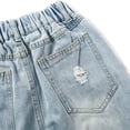 thumbnail image 4 of KIDSCOOL SPACE Girl Boy Jeans,Kid Ripped Casual Elastic Waist Denim Pants,Light Blue,5-6 Years, 4 of 6