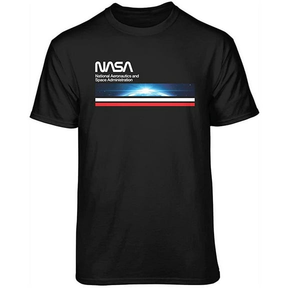 Teelocity NASA Futuristic Logo Graphic T-Shirt (Large, Black)