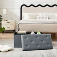 thumbnail image 2 of VECELO 30" Folding Storage Ottoman Bench, Faux Leather Footrest Couch for Living Room Bedroom Hallway, Gray, 2 of 8
