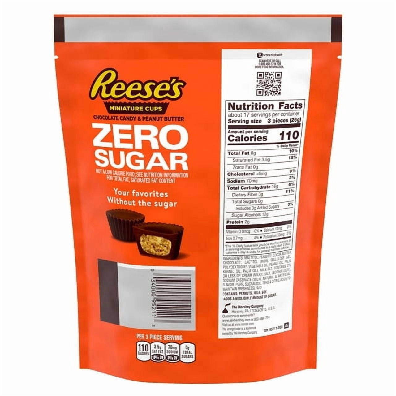 Reese’s Zero Sugar Miniatures Chocolate Peanut Butter Cups Candy Bag 15.5 oz with Olive Green Bowl by ValueNest