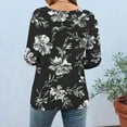 thumbnail image 3 of Uootdi Floral Print Graphic 3/4 Sleeve T Shirts Womens Summer Tops Colorblock V-Neck Casual Tops for Women Vintage Dressy Loose Fit Trendy Outfits Gift, 3 of 6