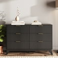 thumbnail image 2 of Ktaxon Modern 6 Drawer Dresser Fluted Wood Chest of Drawers with Soft Close Slides Storage Cabinet for Bedroom, Living Room, or Entryway Black, 2 of 7