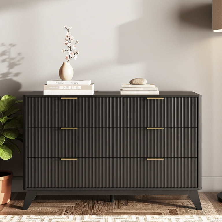 6 drawer modern dresser EliteSet Curved 6-Drawer for Bedroom, 54" Wide Chest of Drawers, Vanity Desk TV Stand for Living Room, Closet Storage Drawers Organizer Furniture, Nursery, Hallway, Gray Oak : Home & The Teamson Home Tremolo 6 GDFStudio Eunice 60" Modern Wood