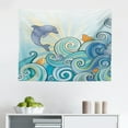thumbnail image 1 of Sea Animals Tapestry, Aqua Watercolor Art Dolphin Ocean Playful Marine Underwater Theme, Fabric Wall Hanging Decor for Bedroom Living Room Dorm, 2 Sizes, Aqua White, by Ambesonne, 1 of 1