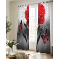 thumbnail image 5 of Valentine's Day Sheer Curtains 84 Inch Length 2 Panels Set for Living Room/Bedroom, Red Rose Floral Watercolor Butterfly Flowers Kitchen Curtains Grommet Curtains Window Treatments 42"x84"x2, 5 of 7