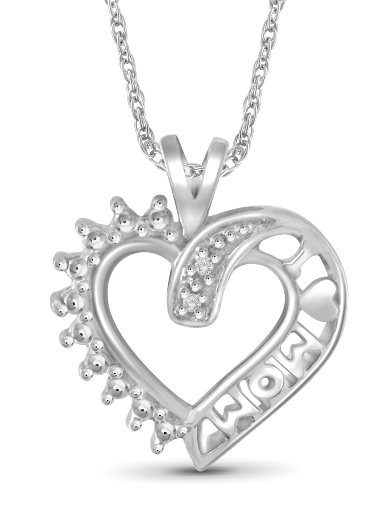 JewelersClub Mom Necklace Sterling Silver Necklace for Women – Beautiful Accent White Diamonds + 0.925 Sterling Silver Mother Daughter Necklace – Mothers Day Gifts Necklaces for Women