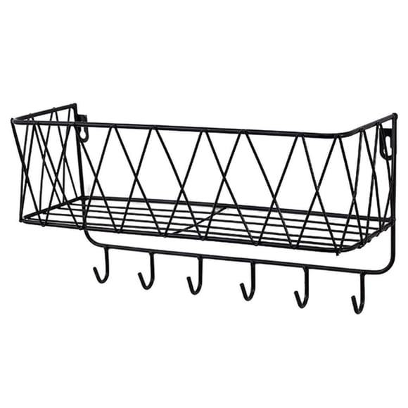 Key Rack Mail Holder Metal Kitchen Office Organizer rack entryway shelf Wall Mount Hook Black