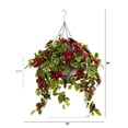 thumbnail image 4 of Nearly Natural 3ft. Poinsettia and Variegated Holly Artificial Plant in Metal Hanging Bowl, 4 of 5