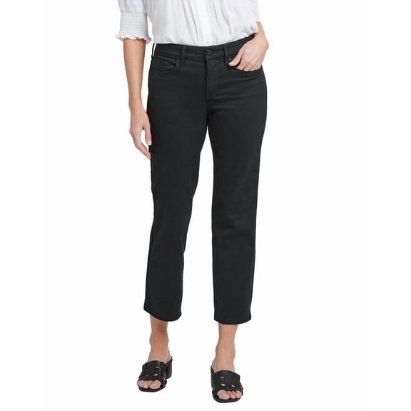 NYDJ womens Petite Marilyn Black Straight Leg Jean, 4P