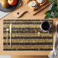 thumbnail image 2 of Black Golden Striped Placemats Set of 4, Luxury Farmhouse Stripes Washable Wipeable Table Mats for Dining Tables, Indoor Outdoor Kitchen Place Mats for Holiday Party Table Decor, 2 of 9