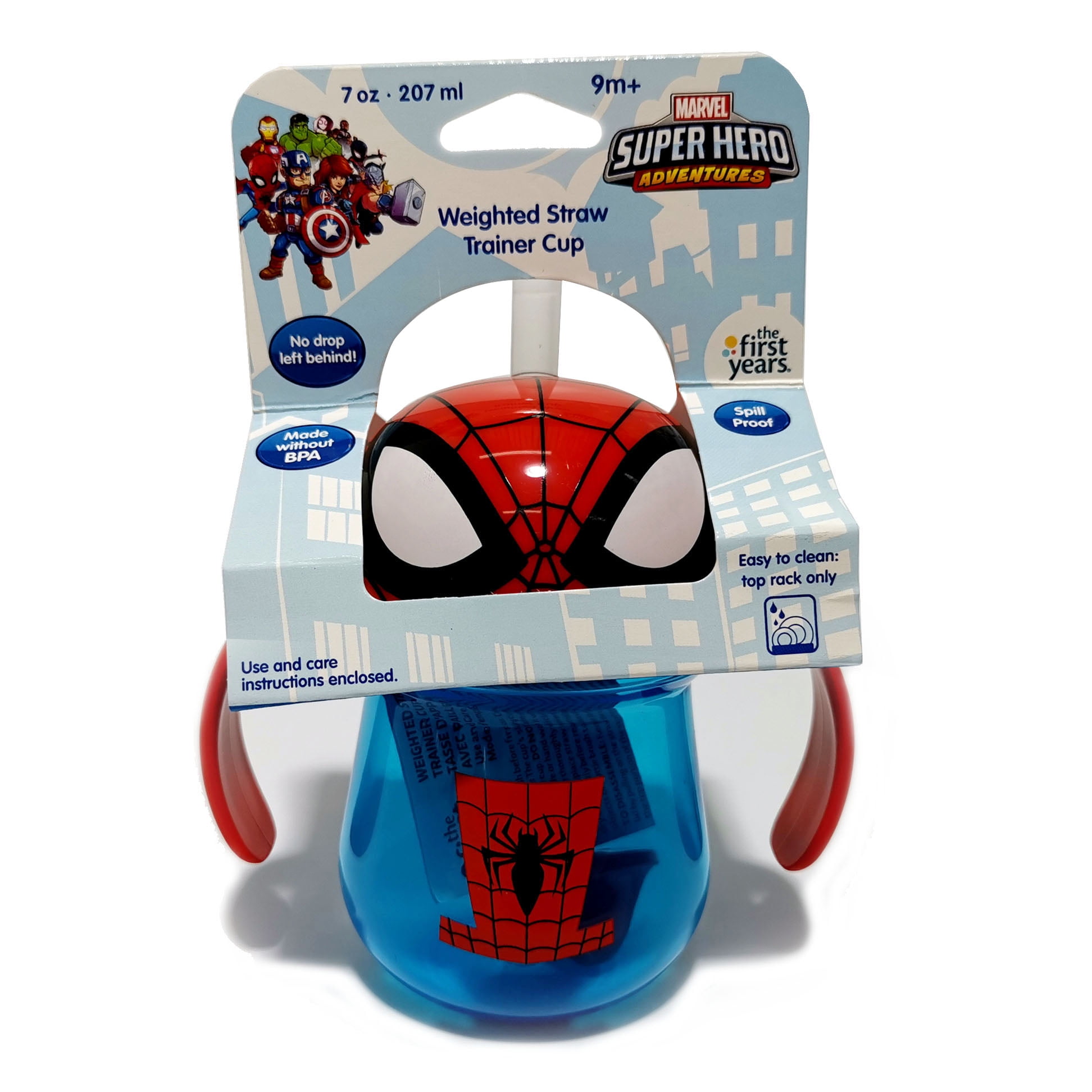 (3 pack) The First Years Marvel Spider-Man Weighted Straw Trainer Cup 7 Oz – Training Sippy Cup for Baby and Toddler
