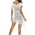 thumbnail image 5 of Women's Crochet Bathing Suit Cover Ups Beach Sexy Swim Dress Sleveless Hollow out Fishnet Swimwear Tassel Cover Ups, 5 of 5