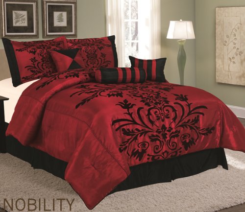 7 Pieces Burgundy Red Black Comforter Set Queen Size Walmart Canada