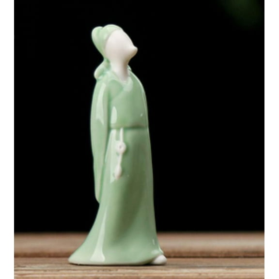 White Porcelain Ceramics Figure Fairy Poet Li Po Figurine Statues4.1" Chinese