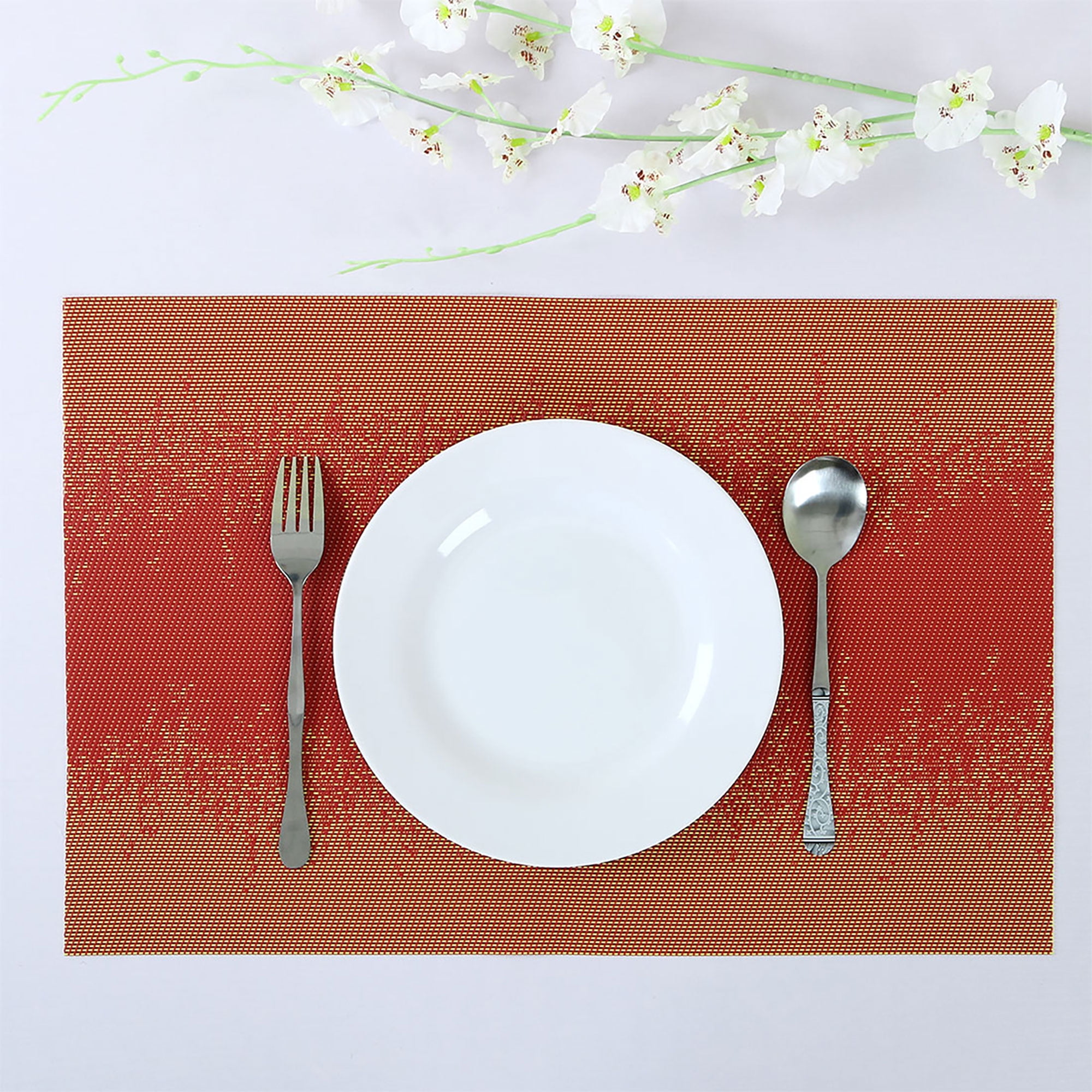 Heatresistant Table Mats PVC Woven Placemats Orange (Modern Style