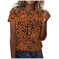 thumbnail image 1 of UANWENN T-Shirt à Col Rond Décontracté pour Femmes, Classique Polyvalent, Quotidien, à Manches Courtes, Uni, à Rayures, Léopard Camouflage, à Blocs de Couleur, 2 T-Shirts Superposables pour Femmes, Paquet Court, Vêtement, Chemise, Jolis Hauts pour Femmes Été, 1 of 5