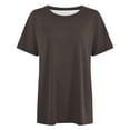 thumbnail image 4 of NAFUU Lovely Ladies T-Shirts Solid Color Short Sleeve Fashion Casual Gradient Printed Round Neck Top Women's T-Shirts，Brown, 4 of 4